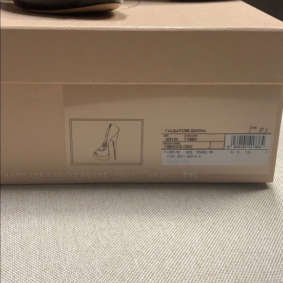 Prada Black Patent peep toe pumps size 37.5 - Picture 8 of 8